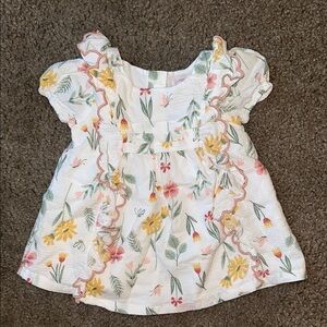 Catherine Malandrino Yellow and White Blouse with Flutter Sleeves